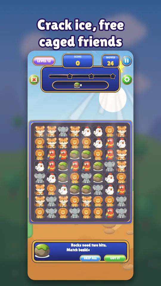 Dream Zoo screenshot: Crack ice and free caged friends
