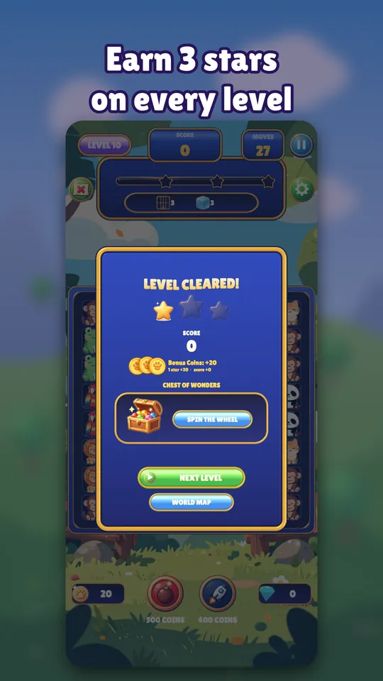 Dream Zoo screenshot: Earn 3 stars on every level