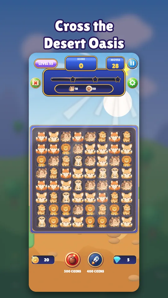 Dream Zoo screenshot: Cross the Desert Oasis